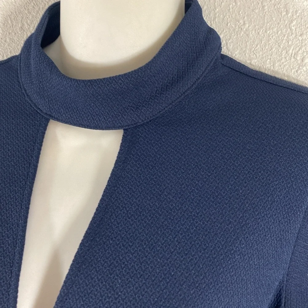 Trina Turk Camari Navy Blue Diamond Textured Choker Dress 2